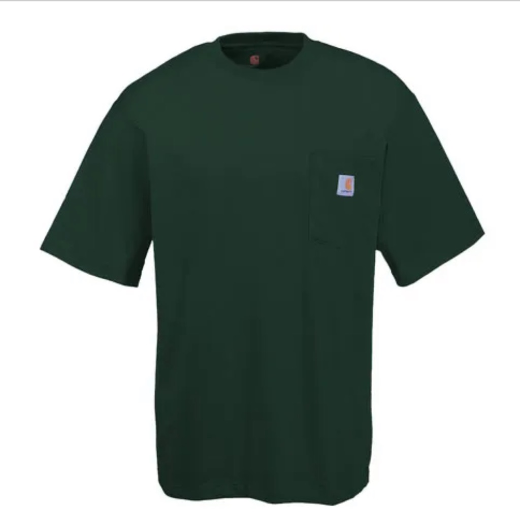 Carhartt Short Sleeve Pocket Tee Hunter Green Midweight Cotton 2021-Small Loose